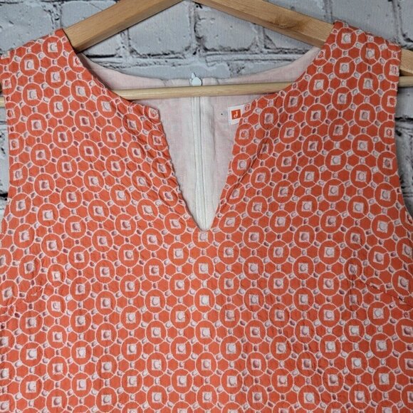Jude Connally 100% Cotton Orange White Geometric Sleeveless Dress Size S - Picture 6 of 12